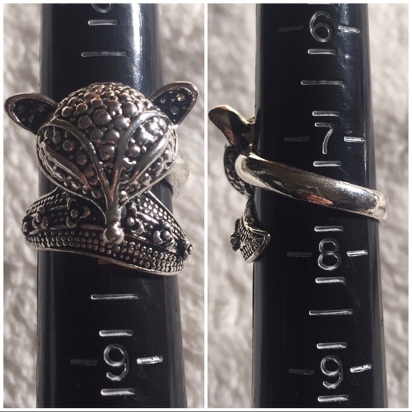 Antique Silver Plated Fox Ring Size 7.5 - Picture 4 of 6
